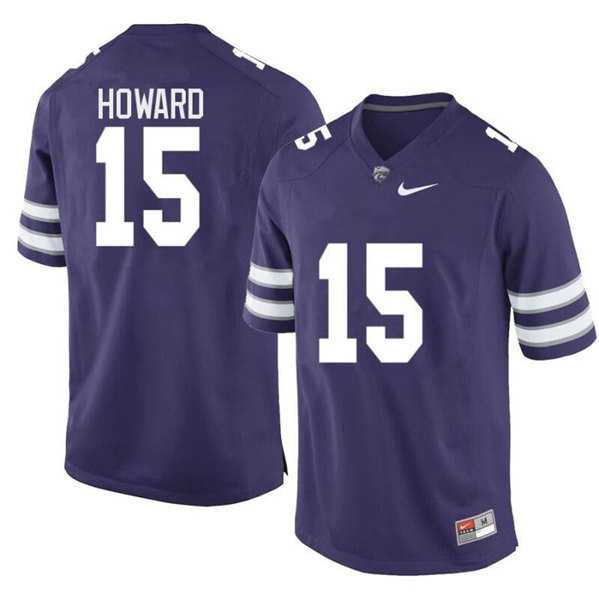 Men%27s Kansas State Wildcats #15 Will Howard Purple Limited Stitched Jersey Dzhi->kansas state wildcats->NCAA Jersey